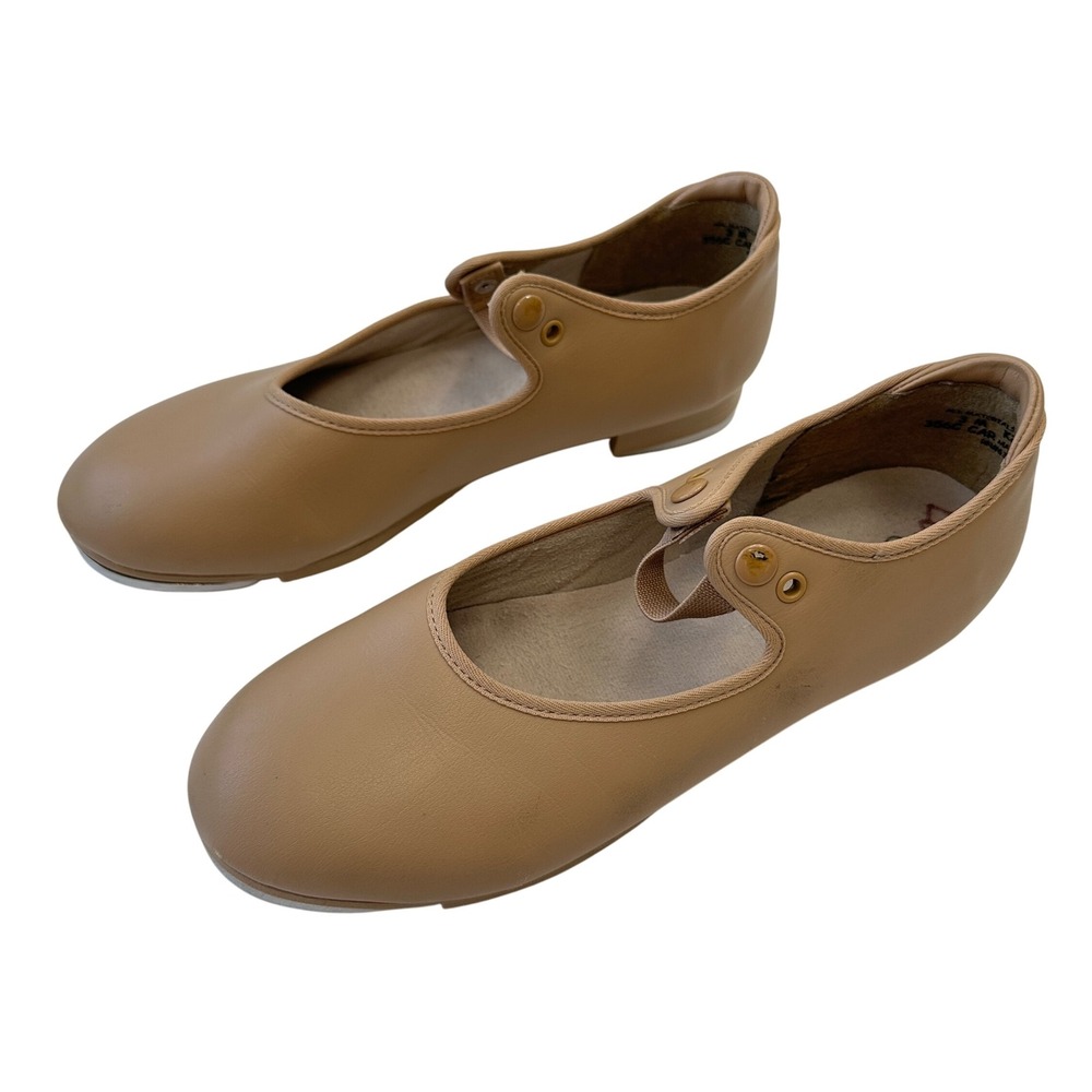 Capezio Mary Jane Tap Shoes Buckle Strap‎ Tan Leather Tap Dance Shoes Kids Sz 3